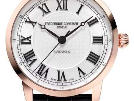 Limited Edition Frederique Constant Classics Premiere Automatic Rose Gold Plated Steel Silver Dial Black Leather Strap Mens Watch FC-301SWR3B4 Fashion