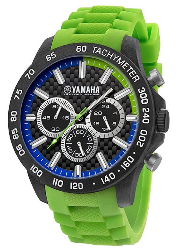 TW Steel Yamaha Factory Racing Quartz Chronograph Black Carbon Case Green Silicon Mens Watch Y118 For Sale