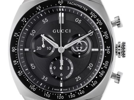 Gucci Interlocking Chronograph Stainless Steel Black Dial Quartz Mens Watch YA142316 Online