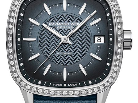 Raymond Weil Freelancer Automatic Stainless Steel Blue Dial Blue Leather Strap Date Diamonds Womens Watch 2490-SCS-50051 Online Hot Sale