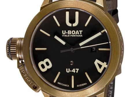 U-Boat Classico U-47 Automatic Bronze Black Dial Brown Leather Strap Date Mens Watch 7797 Online Sale