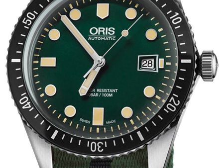 Oris Divers Sixty-Five Automatic Stainless Steel Green Dial Green Black Textile Strap Date Mens Watch 733 7720 4057-07 5 21 25FC Online Hot Sale