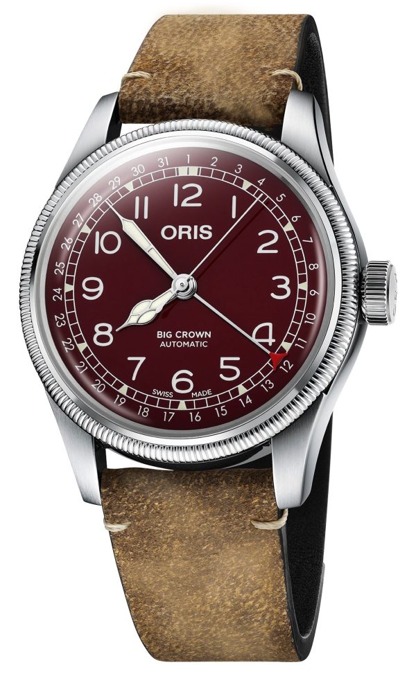 Oris Big Crown Pointer Date Automatic Stainless Steel Burgundy Dial Brown Leather Strap Mens Watch 754 7741 4068-07 5 20 50 Supply