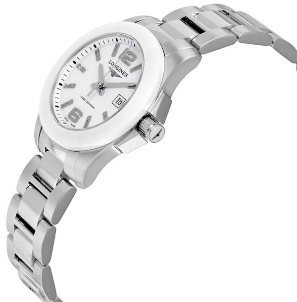 Longines Conquest Stainless Steel & Ceramic White Dial Date Quartz Divers Womens Watch L3.257.4.16.6 Online