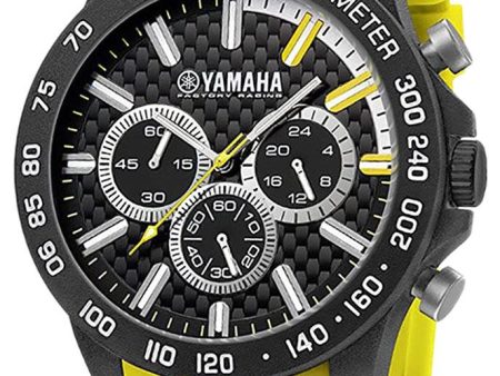 TW Steel Yamaha Factory Racing Quartz Chronograph Black Carbon Case Yellow Silicon Mens Watch Y120 For Cheap