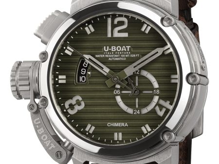 Limited Edition U-Boat Chimera Verde Automatic Stainless Steel Green Dial Brown Leather Strap Date Mens Watch 9604 Fashion