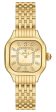 Michele Meggie 18K Gold-Plated Steel Diamonds Square Gold Dial Womens Watch MWW33B000013 Hot on Sale