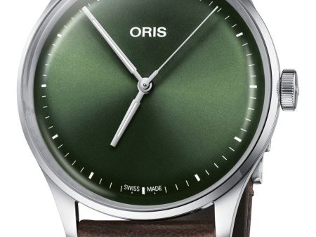 Oris Artelier S Automatic Stainless Steel Green Dial Brown Leather Strap Unisex Watch 733 7762 4057-07 5 20 70FC Cheap