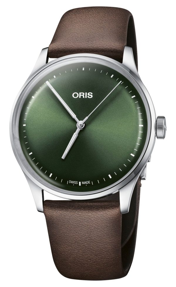 Oris Artelier S Automatic Stainless Steel Green Dial Brown Leather Strap Unisex Watch 733 7762 4057-07 5 20 70FC Cheap