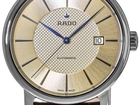 Rado DiaMaster XL Plasma High Tech Ceramic Automatic Champagne Dial Date Brown Strap Mens Watch R14074256 Online Sale