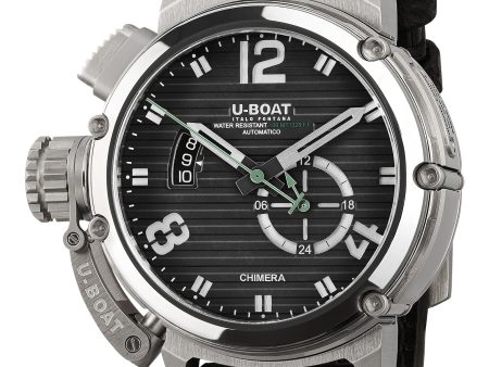 Limited Edition U-Boat Chimera Nero Automatic Stainless Steel Black Dial Black Leather Strap Date Mens Watch 9605 Online Sale