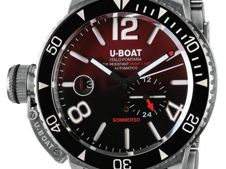 U-Boat Sommerso Ceramic Bordeaux Automatic Stainless Steel Burgundy and Black Dial Date Divers Mens Watch 9521 MT Supply