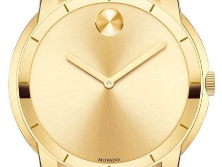 Movado Bold Gold-Tone Stainless Steel Gold Dial Mesh Band Quartz Mens Watch 3600373 Fashion