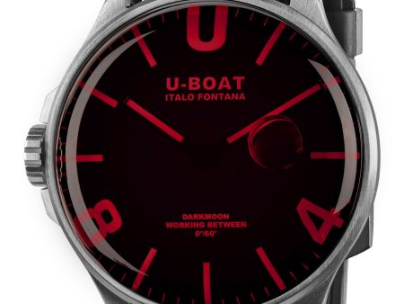 U-Boat Darkmoon Stainless Steel Black Dial Black Rubber Strap Quartz Mens Watch 8465 For Cheap