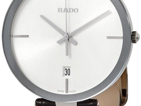 Rado Florence White Dial Date Black Leather Strap Quartz Mens Watch R48870015 Cheap