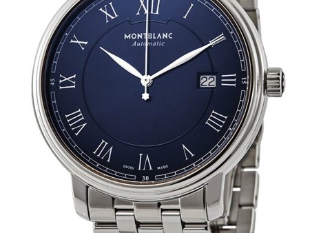 Montblanc Tradition Automatic Stainless Steel Calendar Blue dial Mens Watch 117830 For Cheap