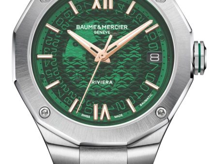 Baume & Mercier Riviera Automatic Stainless Steel Green Dial Date Mens Watch M0A10770 Discount