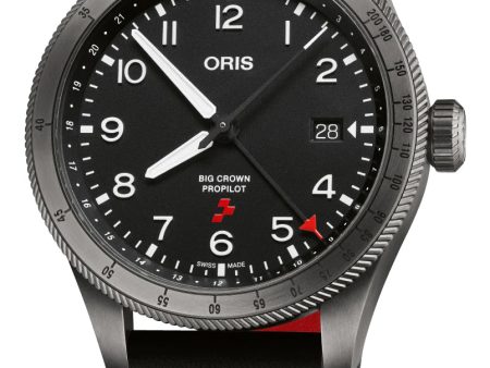 Limited Edition Oris Big Crown ProPilot GMT Rega Fleet Automatic Gray PVD Black Dial Black Leather Strap Interchangeable Red Rubber Strap Date Mens Watch 798 7773 4284 HB-ZQN-Set Online Sale