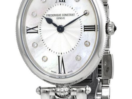 Frederique Constant Classics Art Deco Stainless Steel Oval Case Mother-of-Pearl Dial Diamonds Quartz Womens Watch FC-200MPWD3VD6B Online Sale