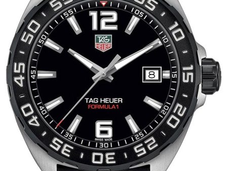 TAG Heuer Formula 1 Stainless Steel Black Rubber Strap Black Dial Date Divers Quartz Mens Watch WAZ1110.FT8023 Online now