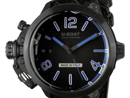 Limited Edition U-Boat Capsule Automatic Black PVD Black Dial Black Leather Strap Date Mens Watch 8808 Online Hot Sale