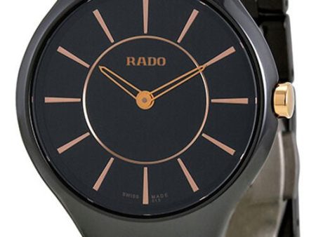 Rado True Thinline Black Ceramic Black Dial Quartz Womens Watch R27742152 Online