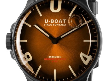 U-Boat Darkmoon Black PVD Brown Dial Black Rubber Strap Quartz Mens Watch 8699 Discount