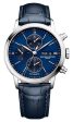 Baume & Mercier Classima Automatic Chronograph Stainless Steel Blue Dial Blue Leather Strap Day Date Mens Watch M0A10784 Online now