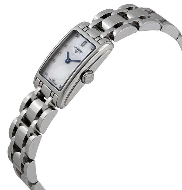 Longines DolceVita Stainless Steel Mother-Of-Pearl Dial Diamonds Rectangle Quartz Womens Watch L5.258.4.87.6 Online Sale