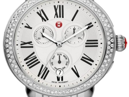 Michele Serein Chronograph Diamonds Silver Dial Date Stainless Steel Womens Watch MWW21A000001 Sale