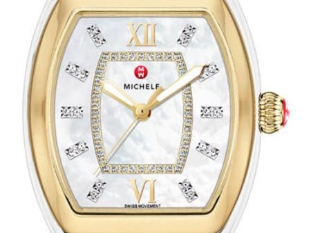 Michele Releve Two-Tone Steel Mother-of-Pearl Dial Diamonds Quartz Womens Watch MWW19B000004 Fashion