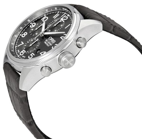 Oris Big Crown ProPilot Automatic Chronograph Grey Leather Strap Grey Dial Date Mens Watch 774 7699 4063-LS Cheap