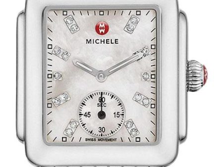 Michele Deco Mid Stainless Steel Mother-of-Pearl Dial Diamond Rectangle Womens Watch MWW06V000002 Online Hot Sale