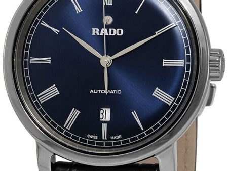 Rado DiaMaster Plasma Ceramic Blue Dial Date Black Leather Strap Automatic Mens Watch R14806206 Fashion