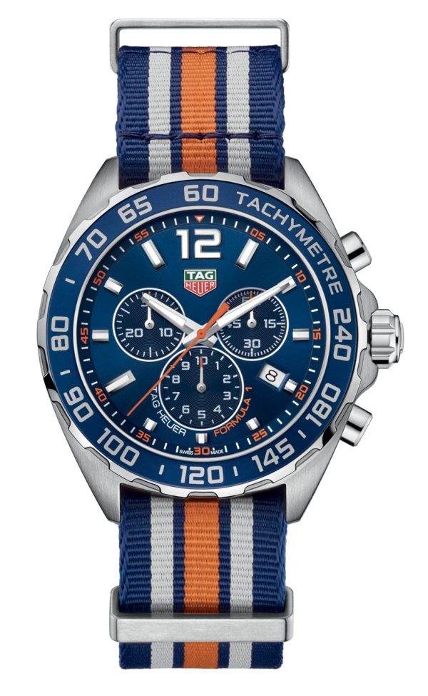 TAG Heuer Formula 1 Chronograph Stainless Steel Nato Strap Blue Dial Date Divers Quartz Mens Watch CAZ1014.FC8196 Online now