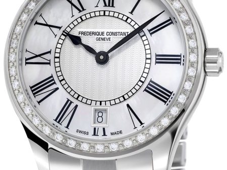 Frederique Constant Classics Ladies Quartz Stainless Steel & Diamond Mother-of-Pearl Dial Womens Watch FC-220MPW3BD6B Hot on Sale