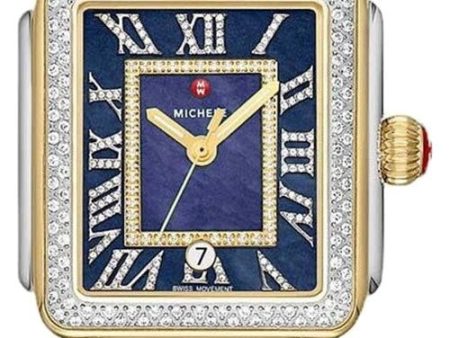 Michele Deco Madison Diamonds Two-Tone Steel Midnight Blue Mother-of-Pearl Dial Date Rectangle Womens Watch MWW06T000239 Discount