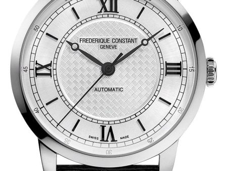 Frederique Constant Classics Premiere Automatic Stainless Steel Silver Dial Black Leather Strap Mens Watch FC-301S3B6 For Cheap