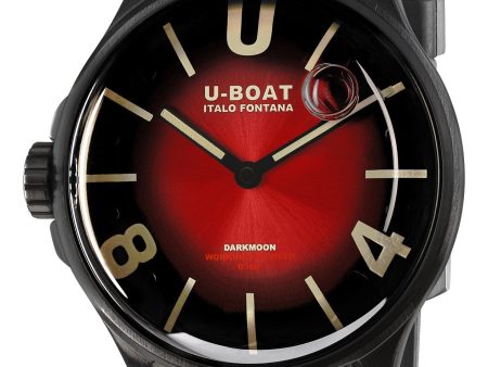 U-Boat Darkmoon Black PVD Red Dial Black Rubber Strap Quartz Mens Watch 9501 Online Hot Sale