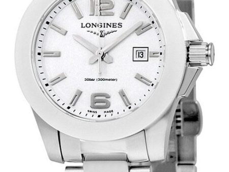 Longines Conquest Stainless Steel & Ceramic White Dial Date Quartz Divers Womens Watch L3.257.4.16.6 Online