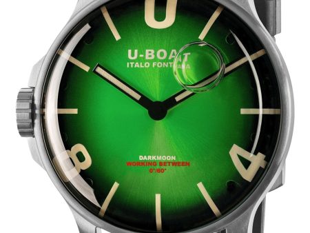 U-Boat Darkmoon Stainless Steel Green Dial Black Rubber Strap Quartz Mens Watch 8702 For Sale