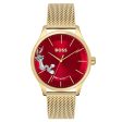 BOSS ELITE BUGS BUNNY GOLD STEEL MESH RED DIAL MEN S WATCH 1514063 Fashion