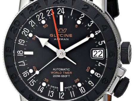 Glycine Airman 17 Sphair Automatic GMT World Timer Steel Mens Watch 3927.191 LB9B Hot on Sale