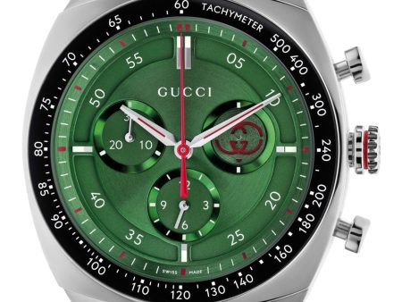 Gucci Interlocking Chronograph Stainless Steel Green Dial Quartz Mens Watch YA142318 Online Hot Sale