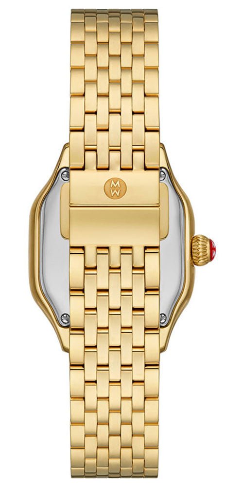 Michele Meggie 18K Gold-Plated Steel Diamonds Square Gold Dial Womens Watch MWW33B000013 Hot on Sale