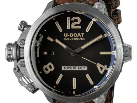 Limited Edition U-Boat Capsule Automatic Stainless Steel Black Dial Brown Leather Strap Date Mens Watch 8809 Online Hot Sale