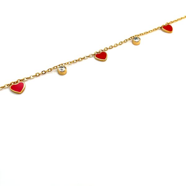 18k Gold Plated and Red Heart Bracelet Ref: BR26240EG Hot on Sale