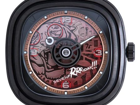 Limited Edition SEVENFRIDAY T-Series Red Tiger Automatic Black PVD Red Skeleton Dial Black Red Leather Strap Mens Watch T3 05 Online