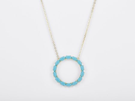 Pietra Collection Round Pendant Necklace - Turquoise Online now