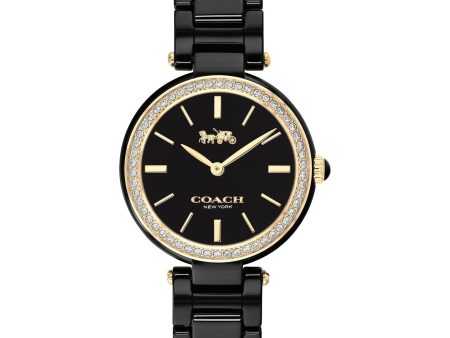 Coach Ladies  COACH Park Crystal Accent Black Ceramic Watch 14503453 Supply